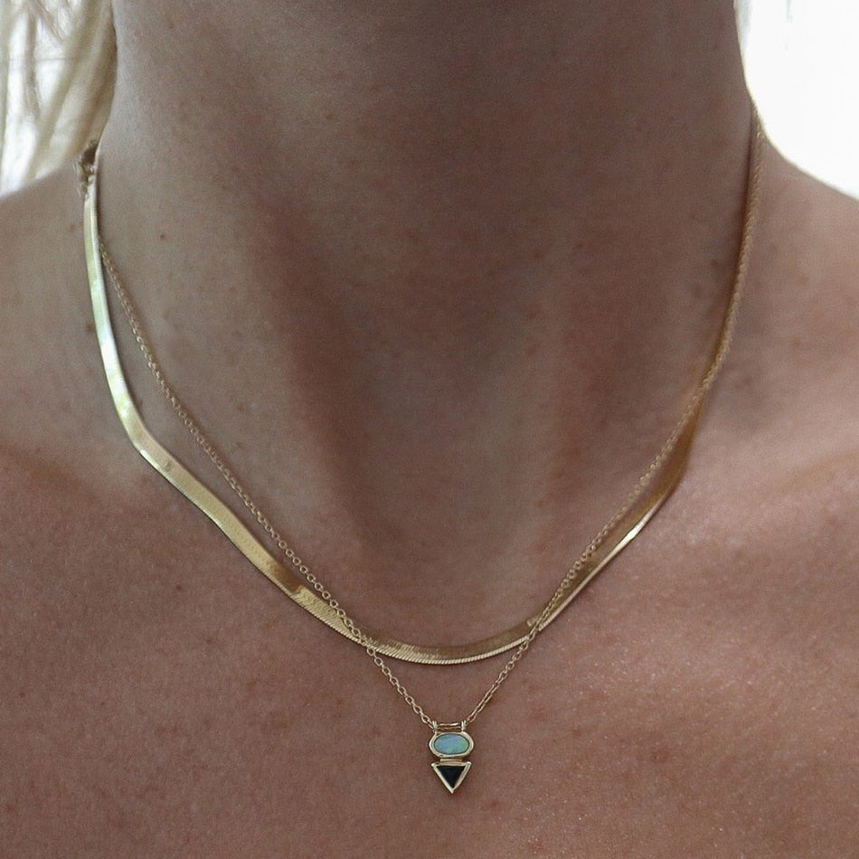 Opal Malachite Pendant Necklace 925 Sterling Silver 18K Gold Plated