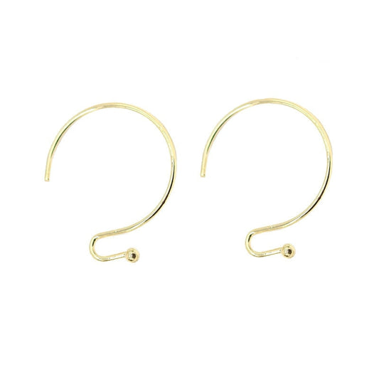 Hook Earrings Findings French Round Shape Hook Ear Wires 14k Gold Plated (20pcs)