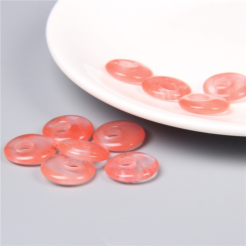 Natural Agate Donut Beads Big Hole Rondelle Loose Beads 18mm (5pcs)