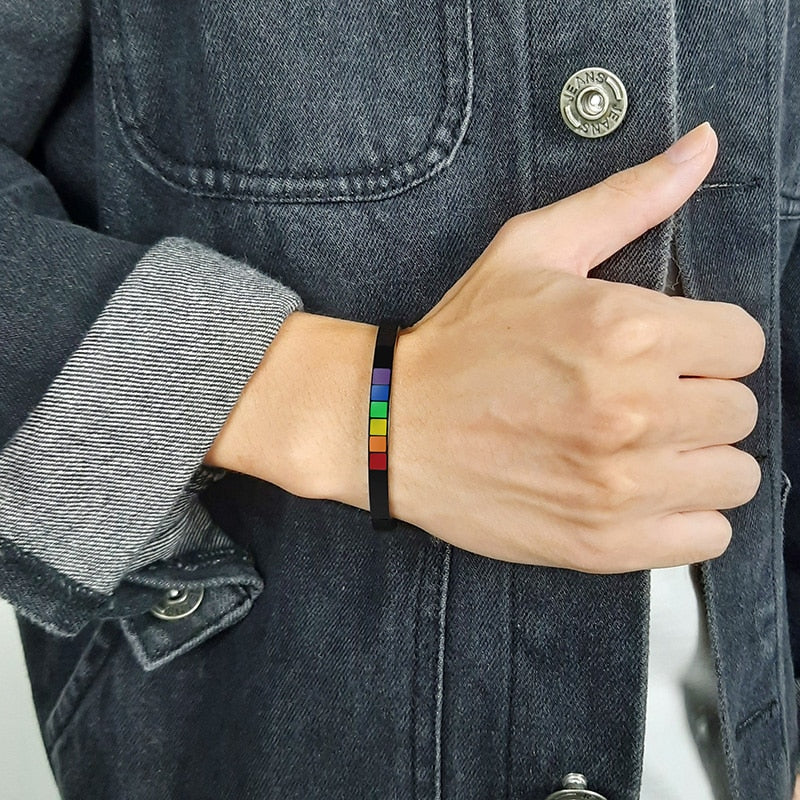 LGBTQ+ Pride Rainbow Cuff Bangle Bracelets Width: 6mm  (6-6.5cm/2.36"-2.56")