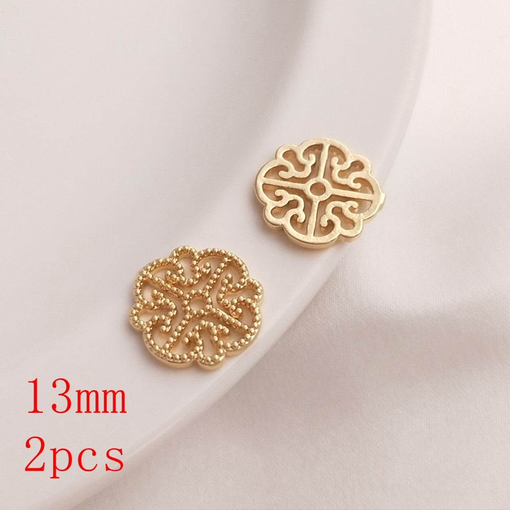 Filigree Findings Links Connector Hollow  Copper Gold Plated  (2pcs)