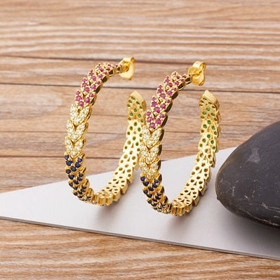 Floral Hoop Earrings, Flower Hoop Earrings, Open Multicolor Hoop Earrings-Magic Jewellers 