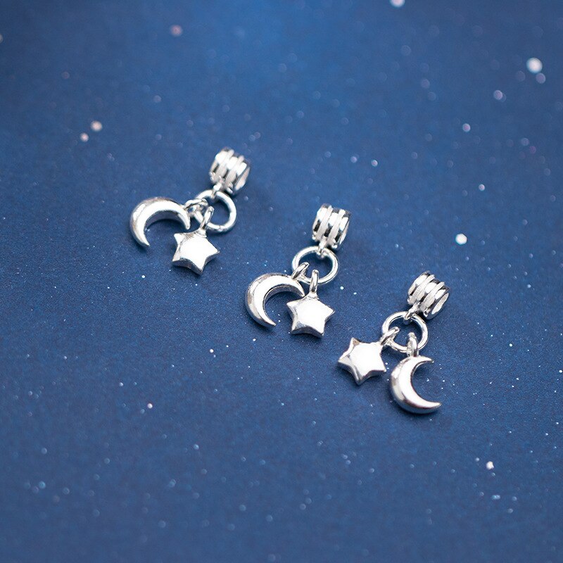 Moon & Star Pendant Charms 925 Sterling Silver