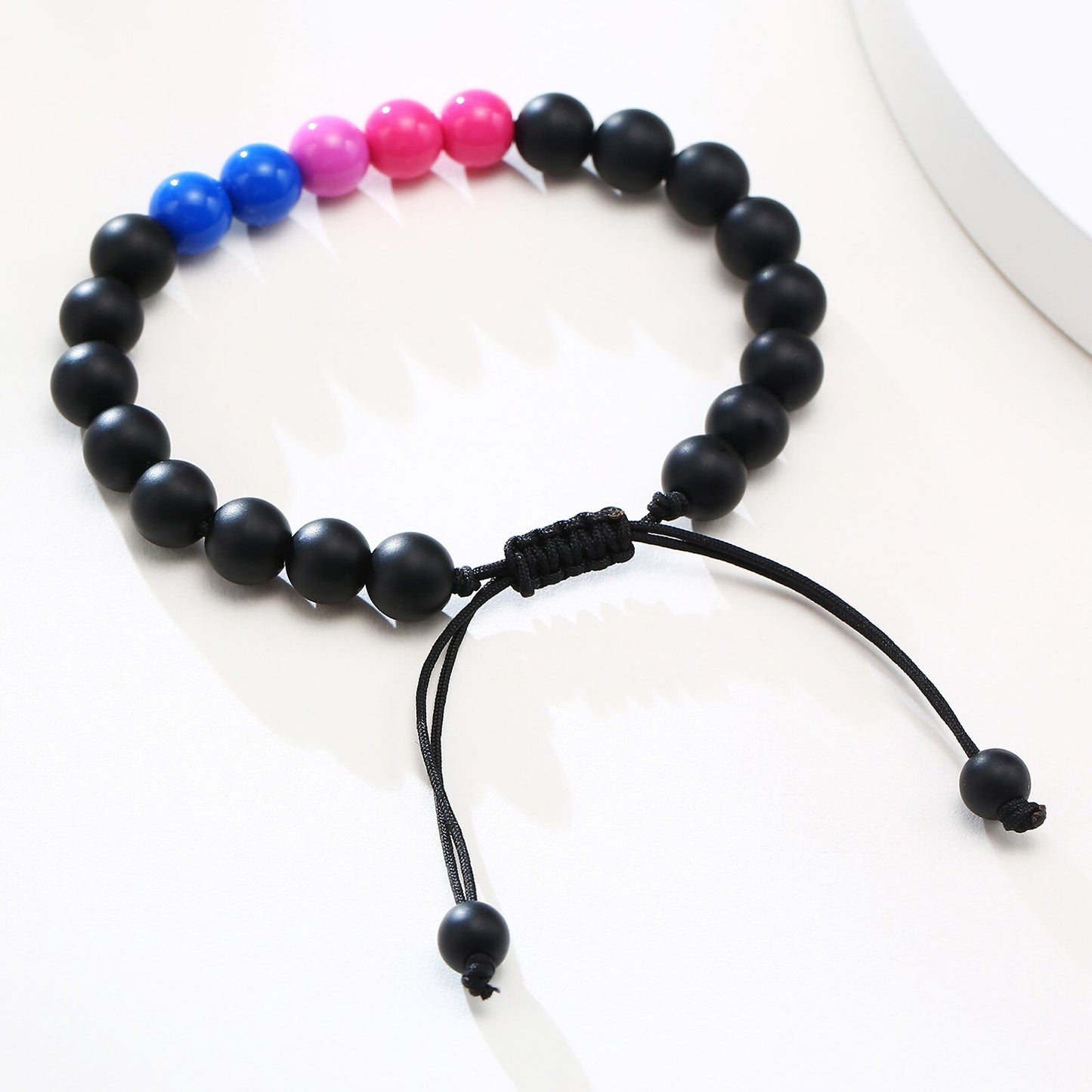 LGBTQ+ Pride Rainbow Beads Charm Bracelets Adjustable 8mm