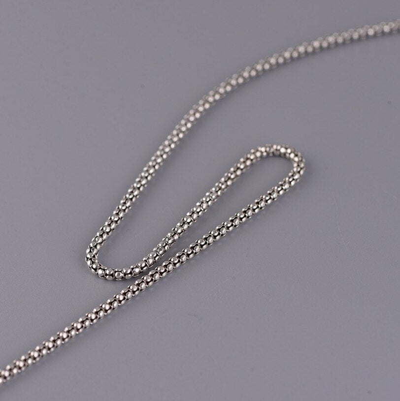 Popcorn Chain Necklace S925 Sterling Silver 45-50-55-60-65-70cm (1.5mm-2.5mm Thick)