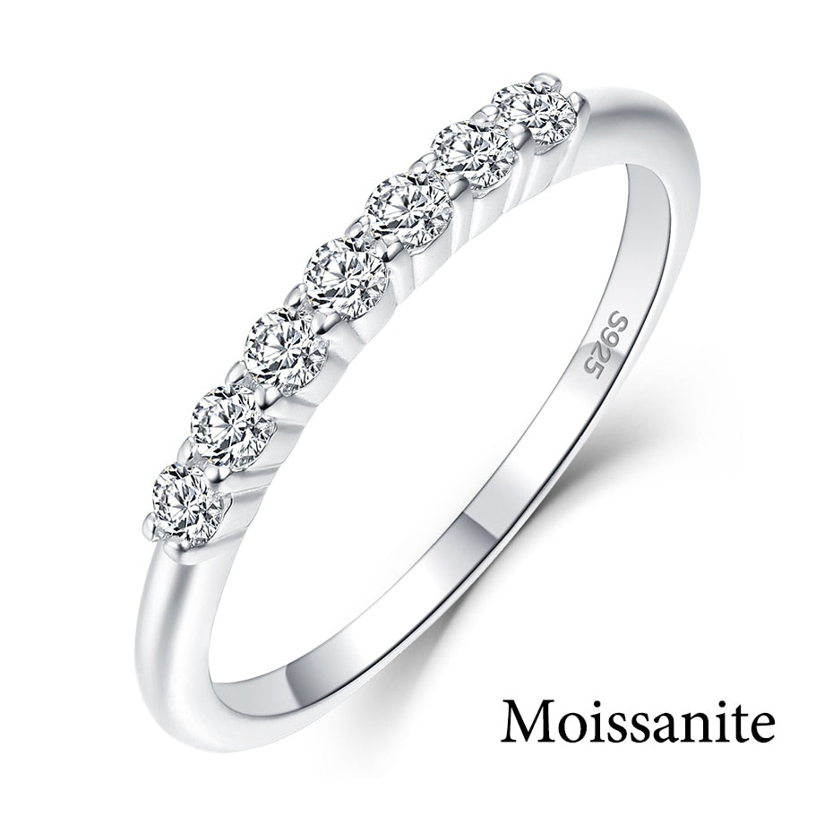 Moissanite Or  White Topaz Rings 925 Sterling Silver (Dia. 2.0 x 7pcs)