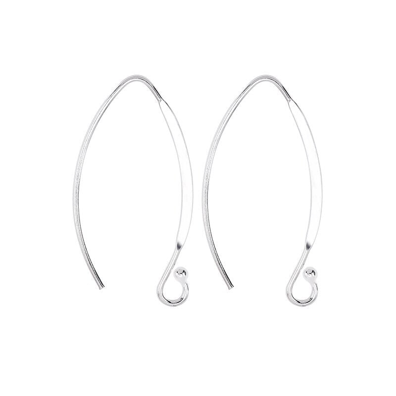 Hook Earrings Findings Clasps Ear Wire 925 Sterling Silver (2 pairs)