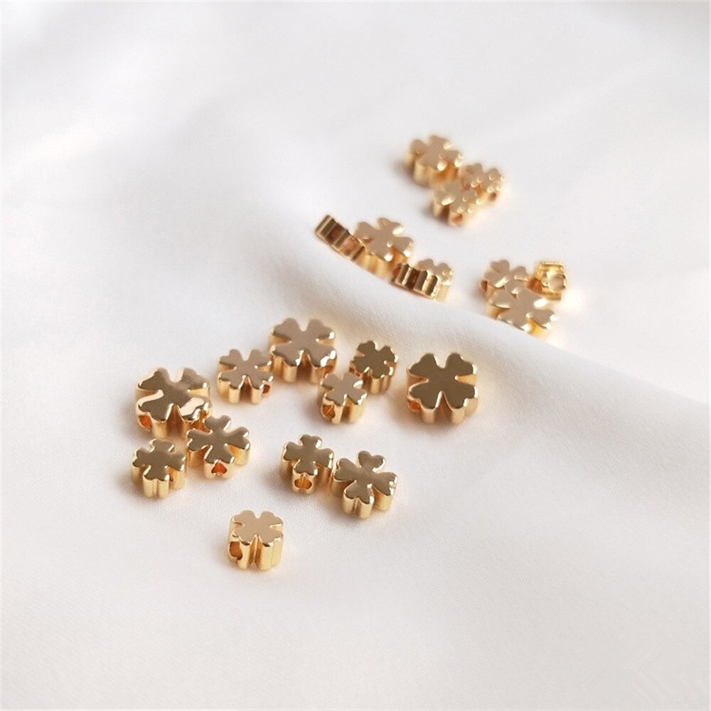Four Leaves Clover Beads And Mixed Loose Beads 14K Gold Plated  (10pcs, 50pcs)