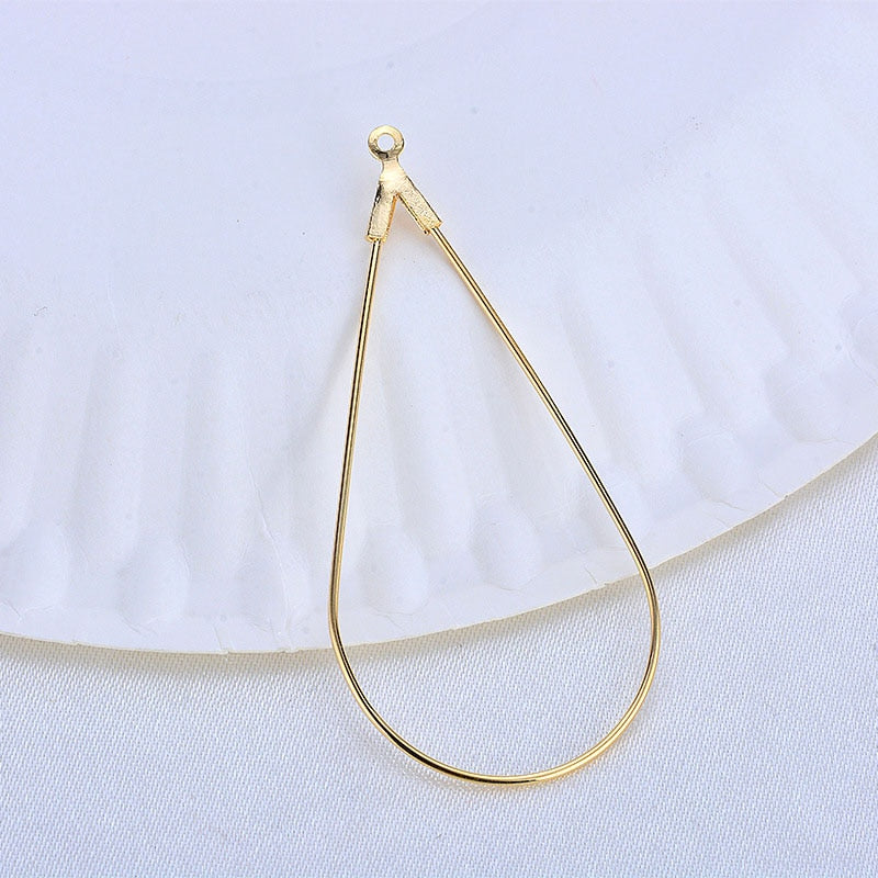 Drop Shape Earrings Hook Connector 24K Gold Plated  DIY Findings 44x23MM (20pcs)