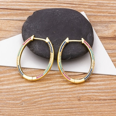Floral Hoop Earrings, Flower Hoop Earrings, Open Multicolor Hoop Earrings-Magic Jewellers 
