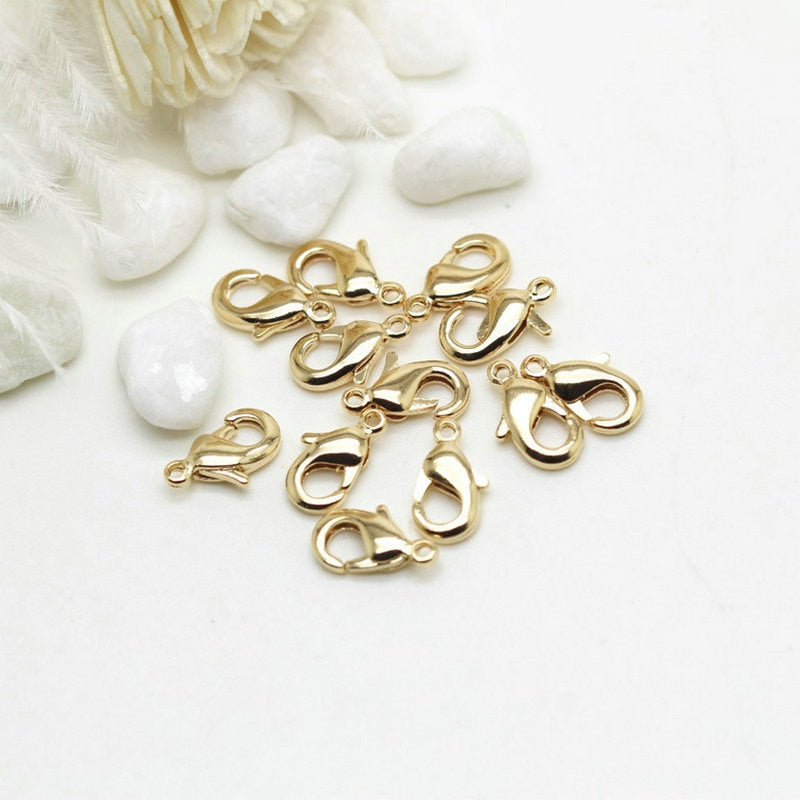 10PCS 14k Real Gold Plated 10mm 12mm Lobster clasps for jewelry making handmade DIY bracelets necklace clasp fittings - Magic Jewellers