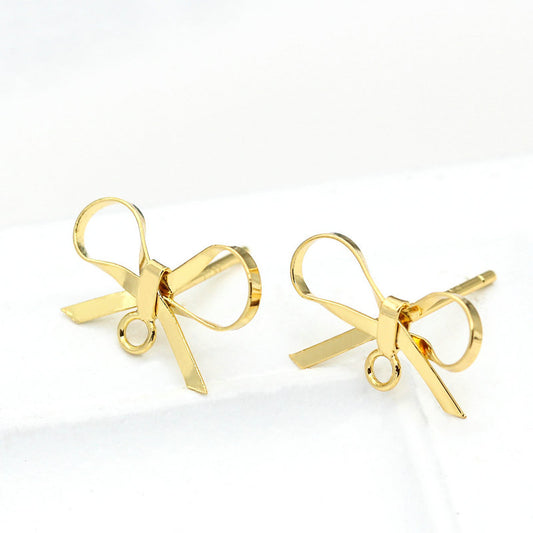 Stud Earrings Findings Twisted Bow Earring Findings 14K Gold Plated 16*9MM  (4-6pcs)