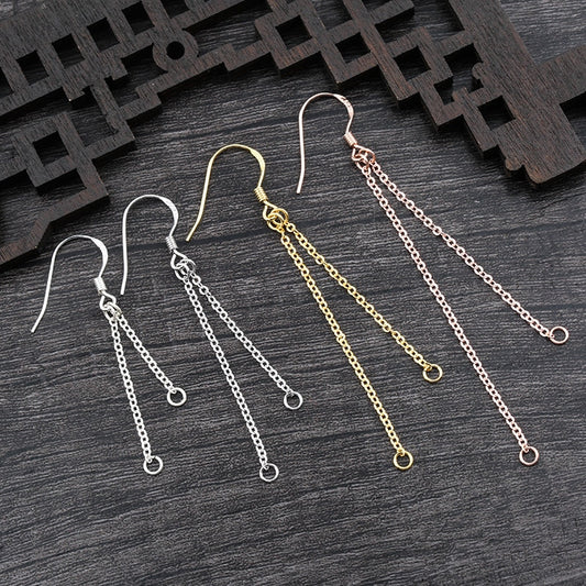 Earring Chain, Double Chain Earring extender, Earring connector, Earring Thread, Dangle Tassel Chain S925 Silver (1 Pairs