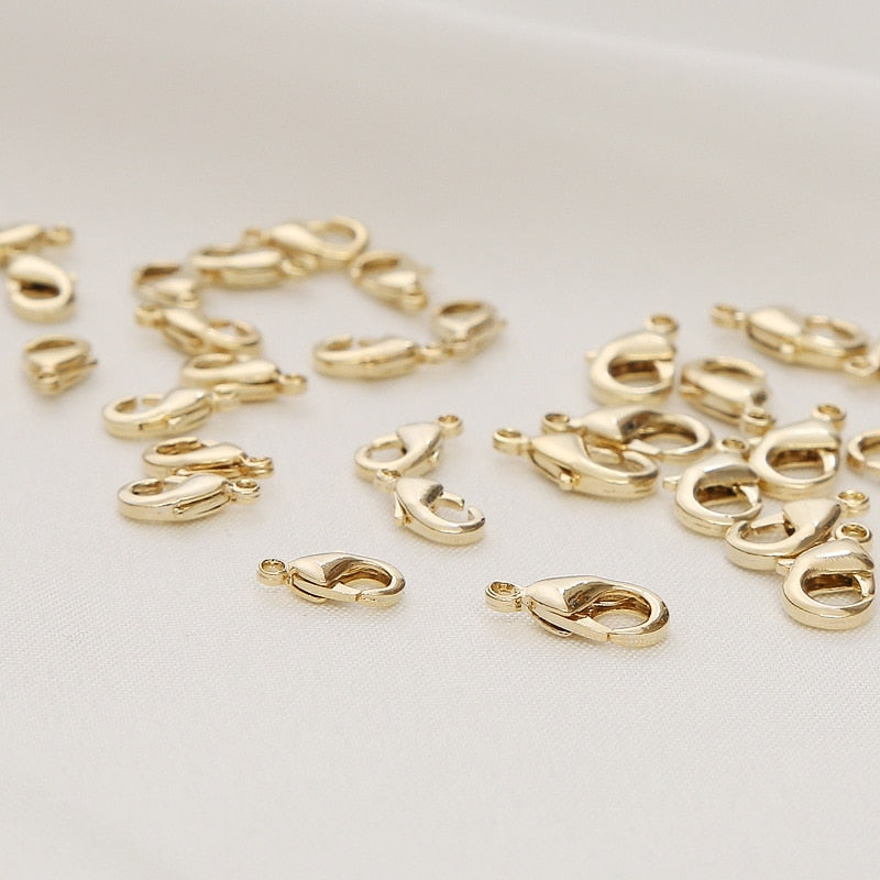 10PCS 14k Real Gold Plated 10mm 12mm Lobster clasps for jewelry making handmade DIY bracelets necklace clasp fittings - Magic Jewellers