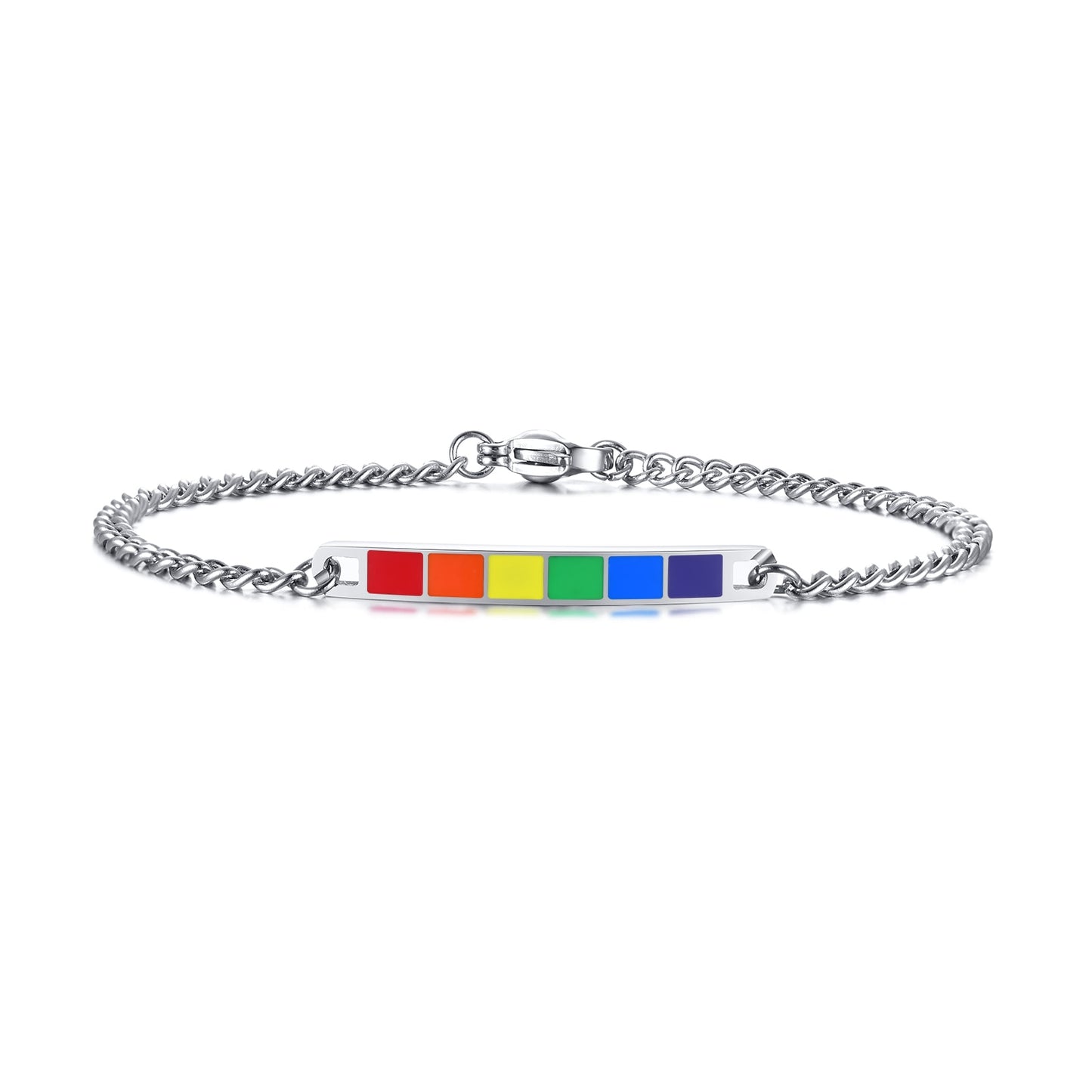 LGBTQ Rainbow Pride Bracelets Stainless Steel  18.5cm/7.28" - 22.5cm/8.86"