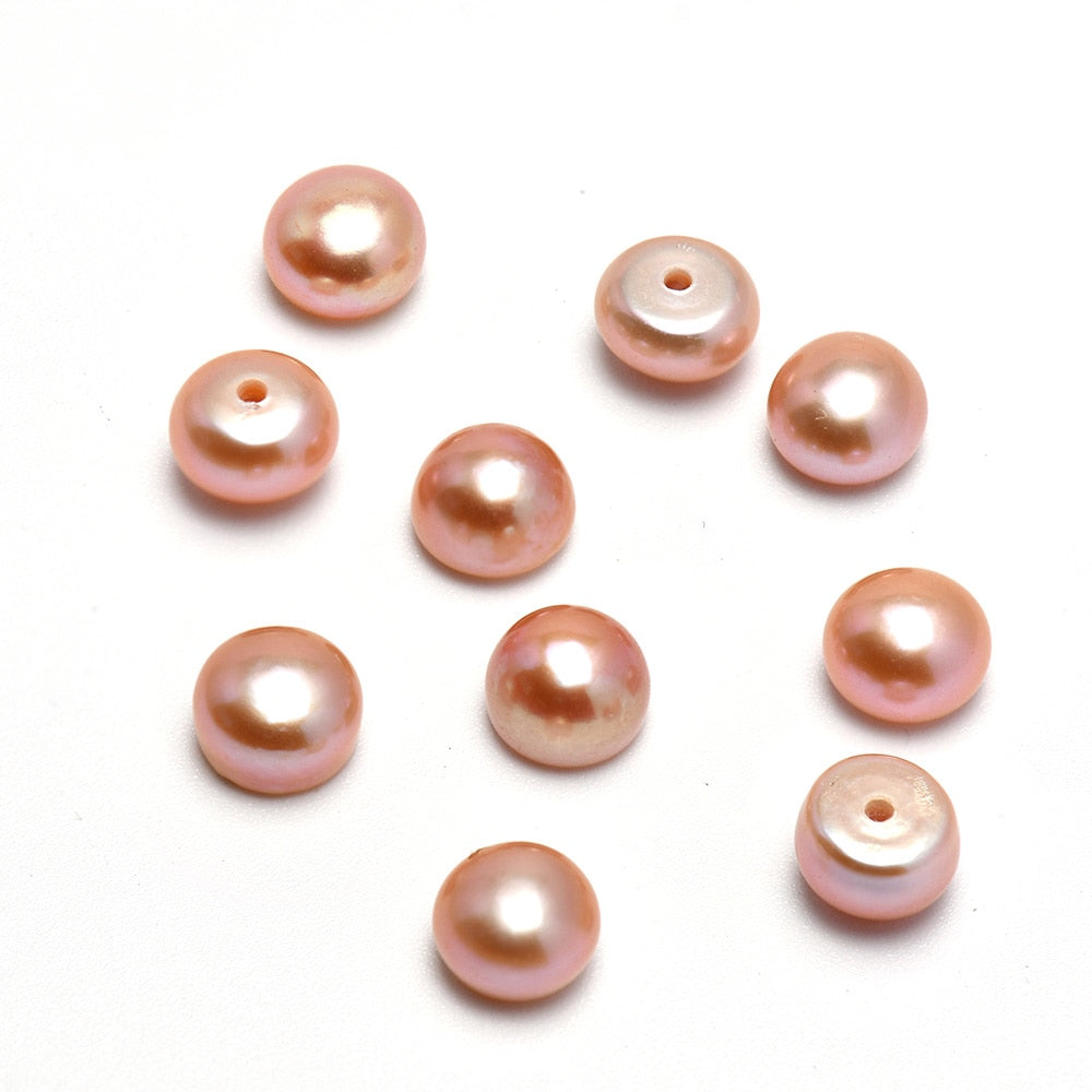 Half Drill Freshwater Pearls Button Beads Flat Loose Beads 3-10mm (3pairs - 5pairs)