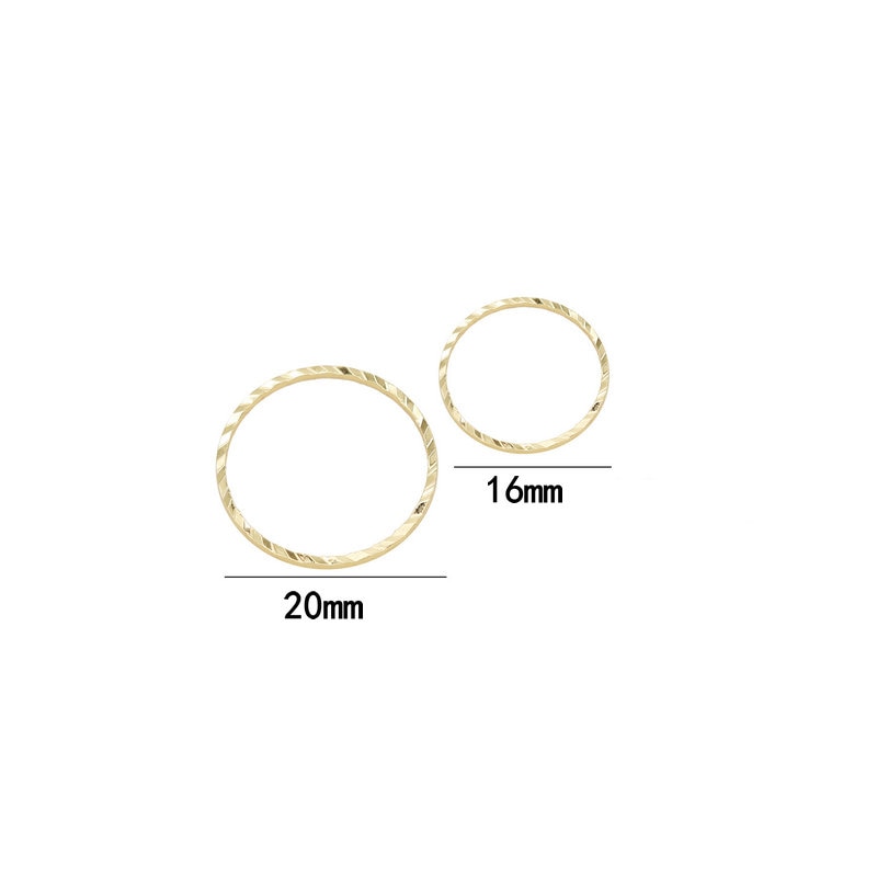 Sparkling Circle Link Connector Pendant Earrings 14K Gold Plated 8MM 16MM 20MM  (10pcs)