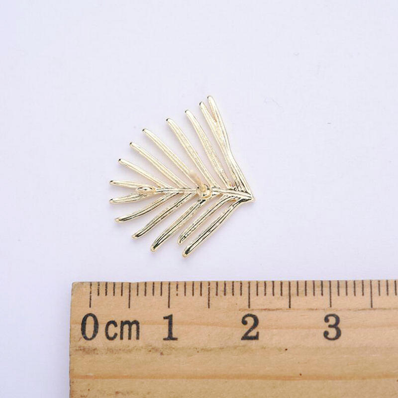 Tree Leaf Leaves Stud Earrings Findings Connector With Loop 14K Gold Plated (2,4,6 pcs)