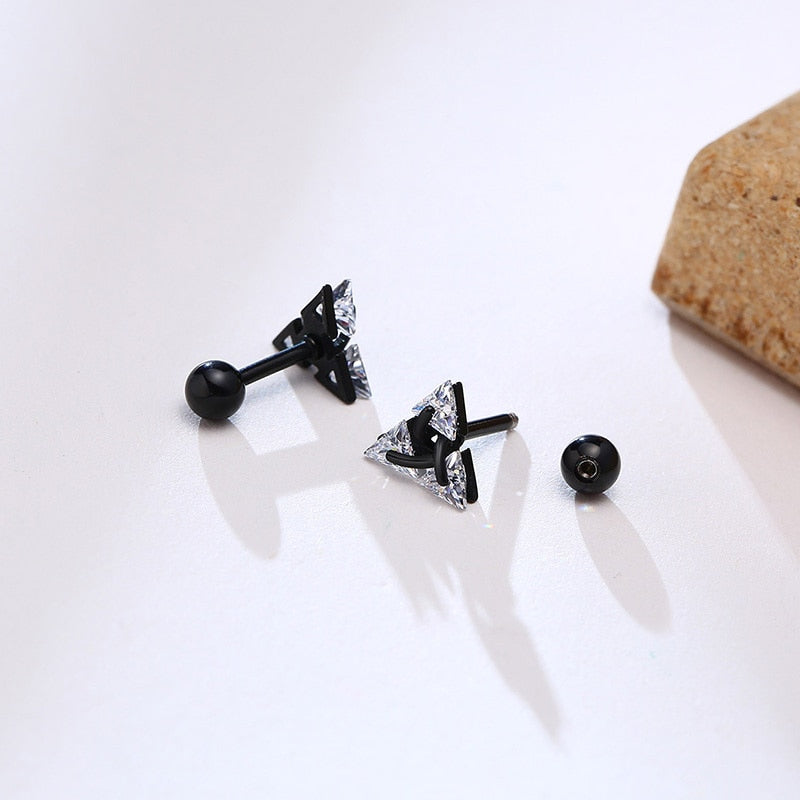 Stud Earrings for Men With AAA CZ Stone Windmill Design Unisex 7*7.5mm