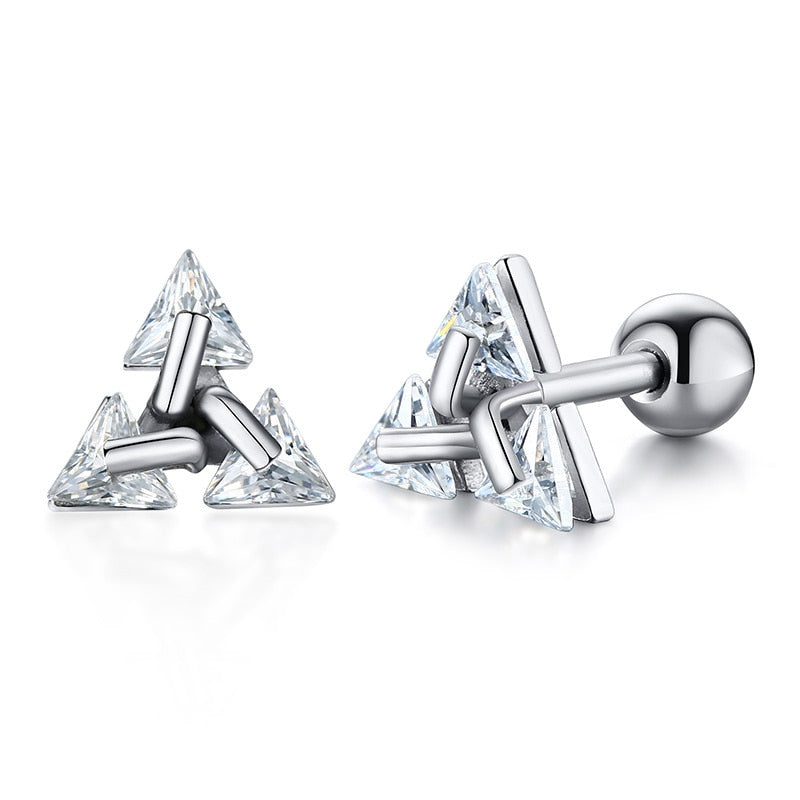 Stud Earrings for Men With AAA CZ Stone Windmill Design Unisex 7*7.5mm