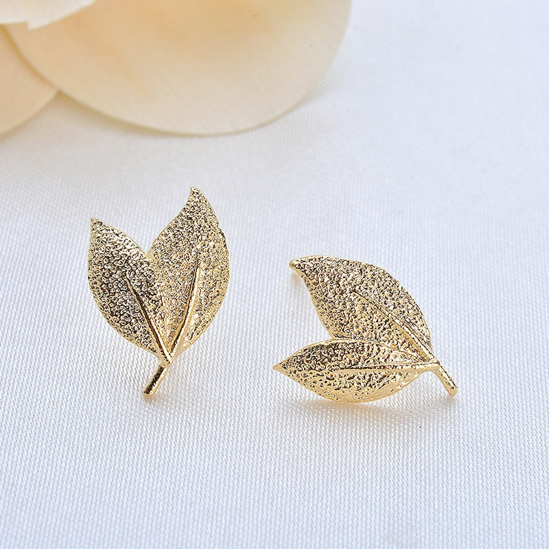 Tree Leaf Leaves Stud Earrings Findings Connector With Loop 14k Gold Plated 15*10mm ( 4-6 pcs)