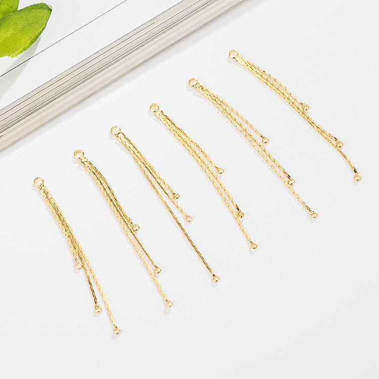 Tassel Chain Earrings Findings Connector 24K Gold Plated 53MM  (4pcs)