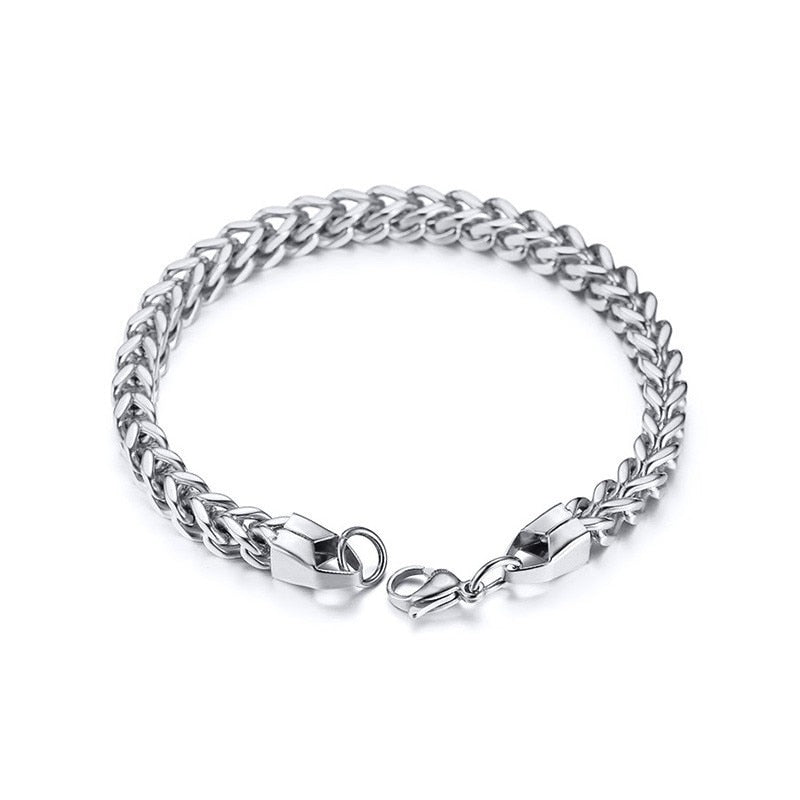 Franco Curb Link Chain Bracelets for Men Stainless Steel 19.5-22cm/7.67"-8.65"  W/6mm