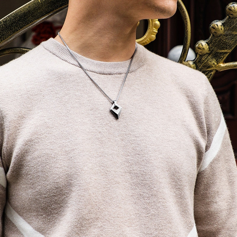 Tungsten Necklace Pendant for Men with Titanium Steel Chain  W:2mm  L:50cm,55cm,60cm