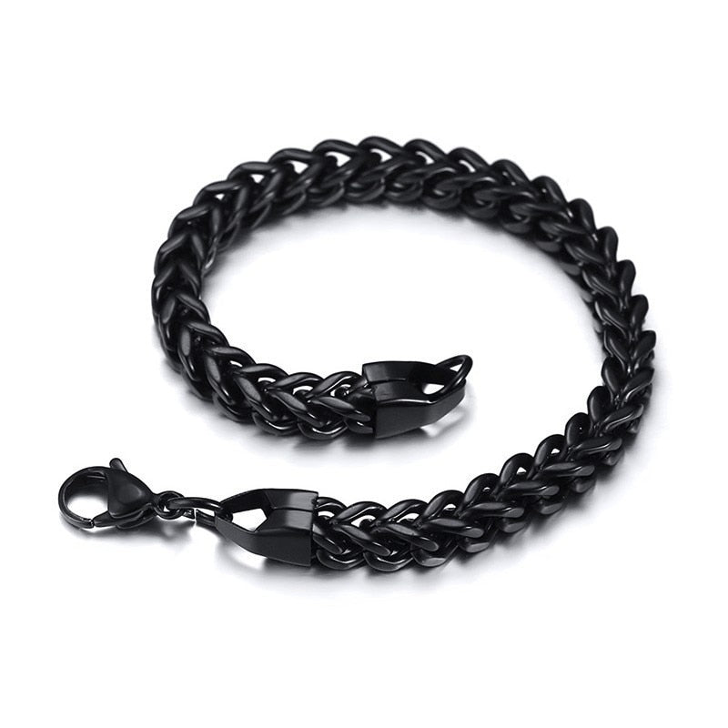 Franco Curb Link Chain Bracelets for Men Stainless Steel 19.5-22cm/7.67"-8.65"  W/6mm