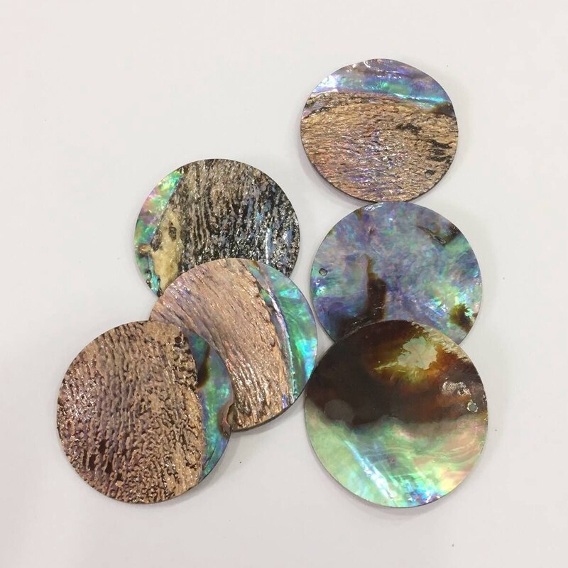 Abalone Seashell Charms Pendants Paua Shell Pendants 40MM  (6Pcs)