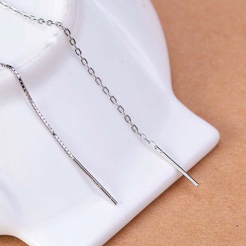 925 Sterling Silver Box Chain Necklace With Needle Silicone Bead  47cm (3pcs)