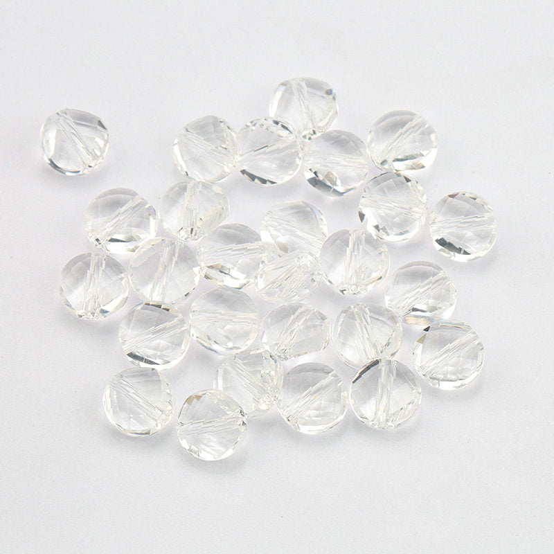 Faceted Crystal Austria Beads Glass Twisted Beads Flat  7mm (100pcs)