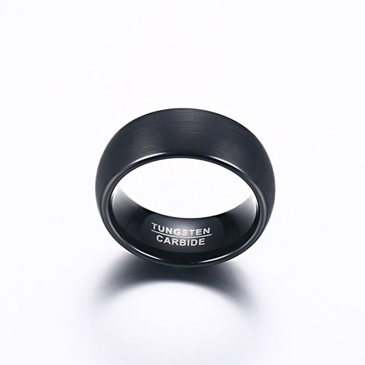 Wedding Band Ring In Tungsten Carbide Black Brushed  For Men 8mm