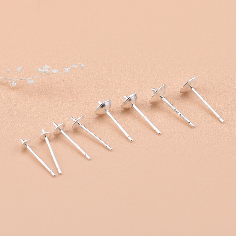 Stud Earrings Needle Post Bow Head Base Pins Findings Sterling Silver  3-8mm (10pcs)