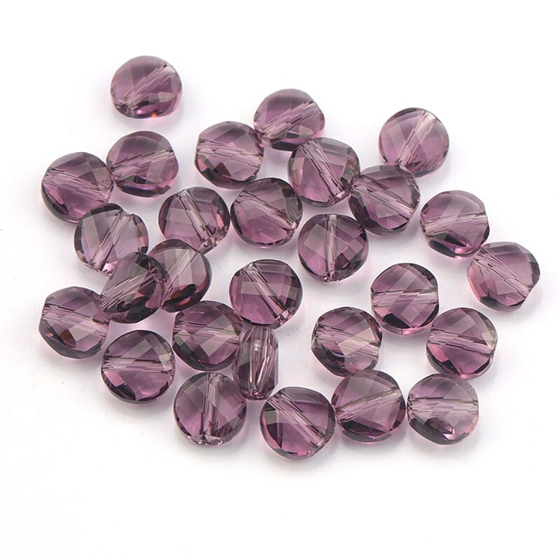 Faceted Crystal Austria Beads Glass Twisted Beads Flat  7mm (100pcs)