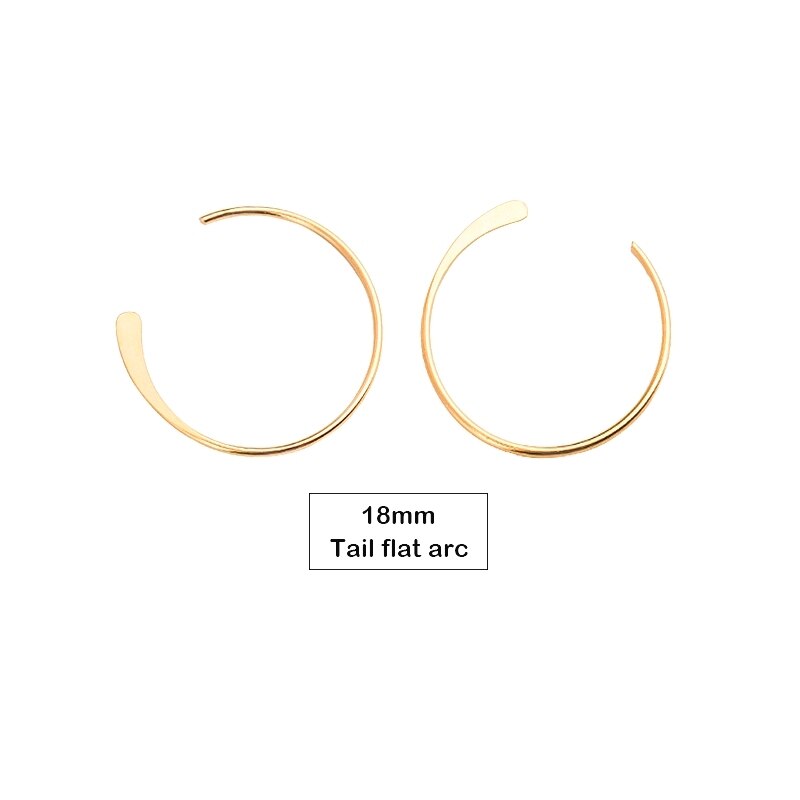 Hook Earring findings C Shaped Ear Wire Tail Flat Wire 14K Gold Filled (A Pair)