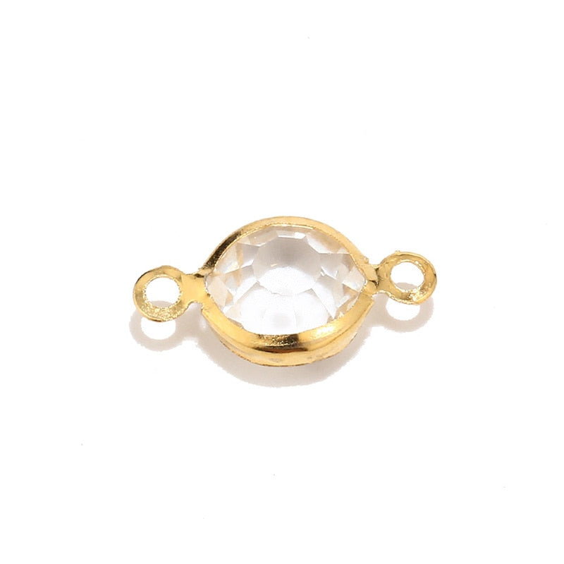 Crystal Birthstones Gemstone Connector Charm Beads 15*8.5mm  (10pcs)