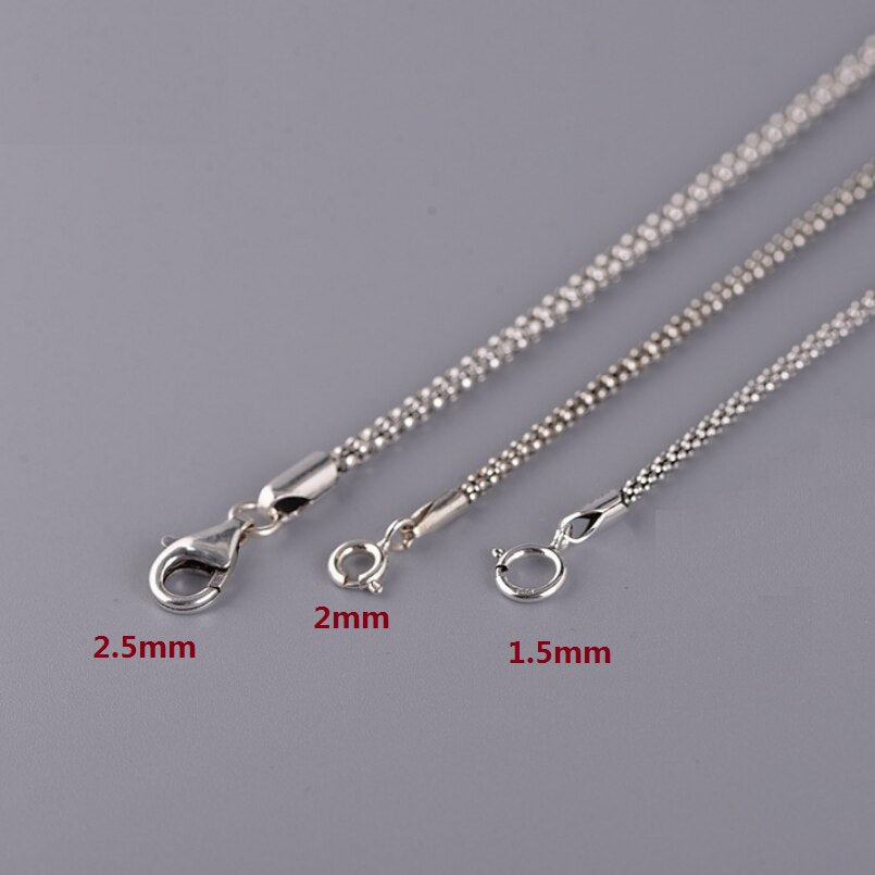 Popcorn Chain Necklace S925 Sterling Silver 45-50-55-60-65-70cm (1.5mm-2.5mm Thick)