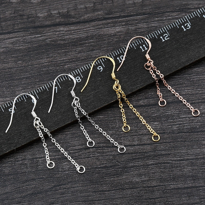 Earring Chain, Double Chain Earring extender, Earring connector, Earring Thread, Dangle Tassel Chain S925 Silver (1 Pairs)