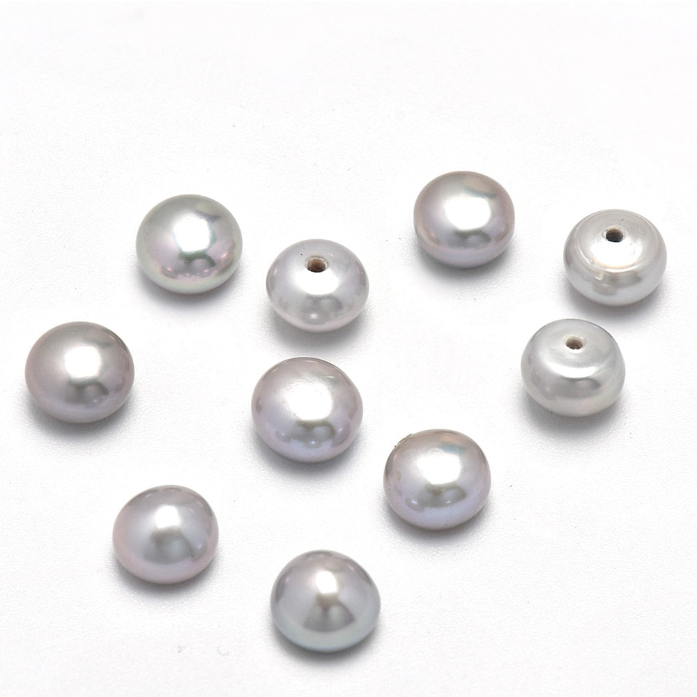 Half Drill Freshwater Pearls Button Beads Flat Loose Beads 3-10mm (3pairs - 5pairs)