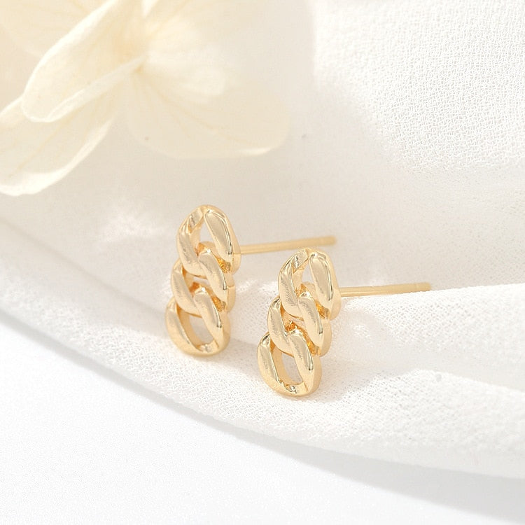 Link Chain Stud Earrings Connector Findings 14K Gold Plated 12*6 mm ( 2,4,6 pcs )