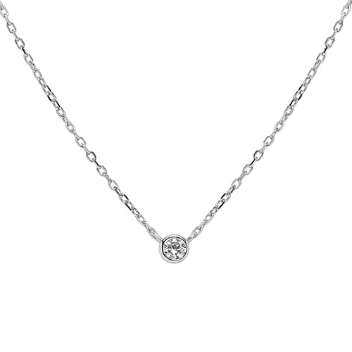Round Solitaire Pendant Necklace With AAA Zirconia 925 Sterling Silver And 18K Gold Plated