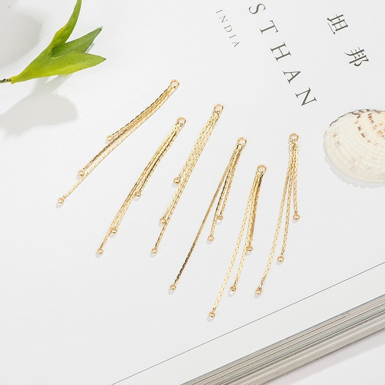 Tassel Chain Earrings Findings Connector 24K Gold Plated 53MM  (4pcs)