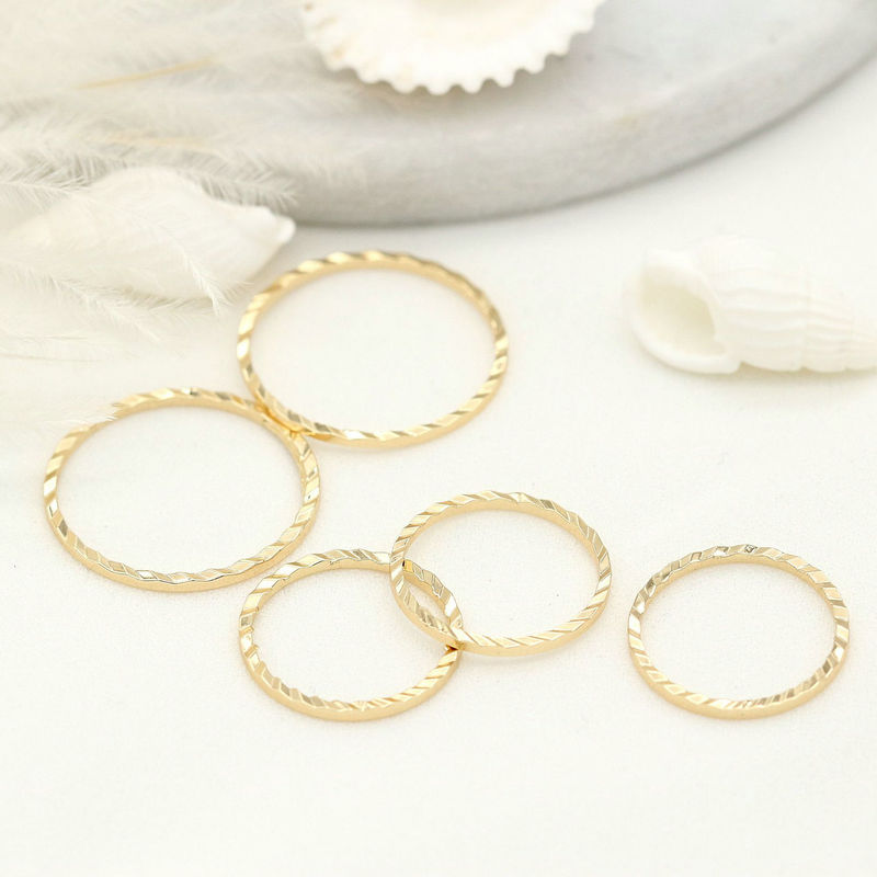 Sparkling Circle Link Connector Pendant Earrings 14K Gold Plated 8MM 16MM 20MM  (10pcs)