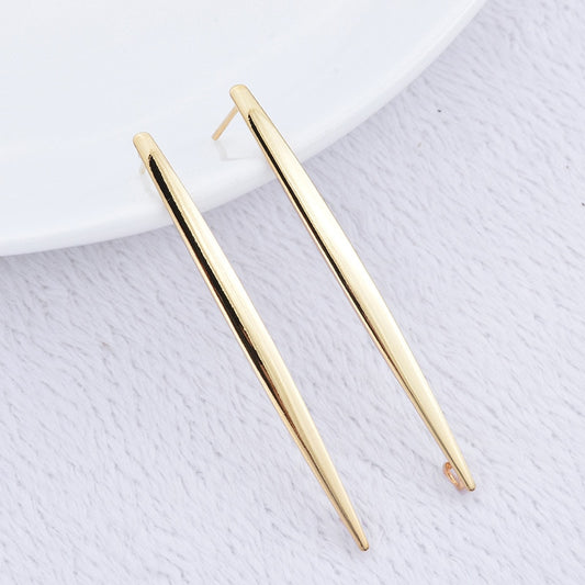 Long Bar Stud Earrings Findings Connector 14K Gold Plated/Platinum 52*3.5 mm  (2,4,6 pcs)