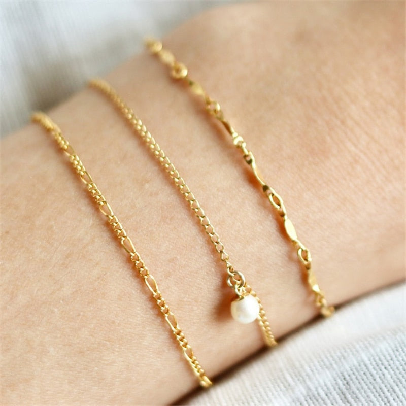 Chain Bracelet Charms Bracelets Figaro Twisted Bracelet Gold Filled