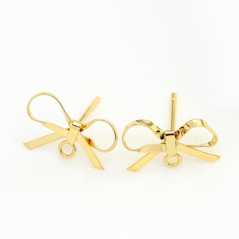 Stud Earrings Findings Twisted Bow Earring Findings 14K Gold Plated 16*9MM  (4-6pcs)