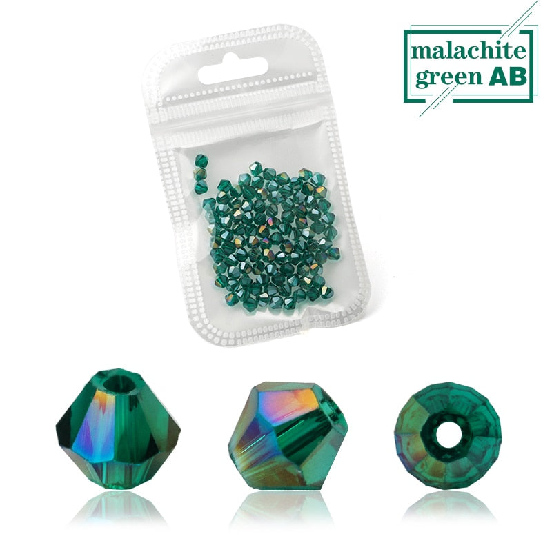 Bicone Crystal Glass Beads Faceted Rondelle 4mm (85g/1000pcs)