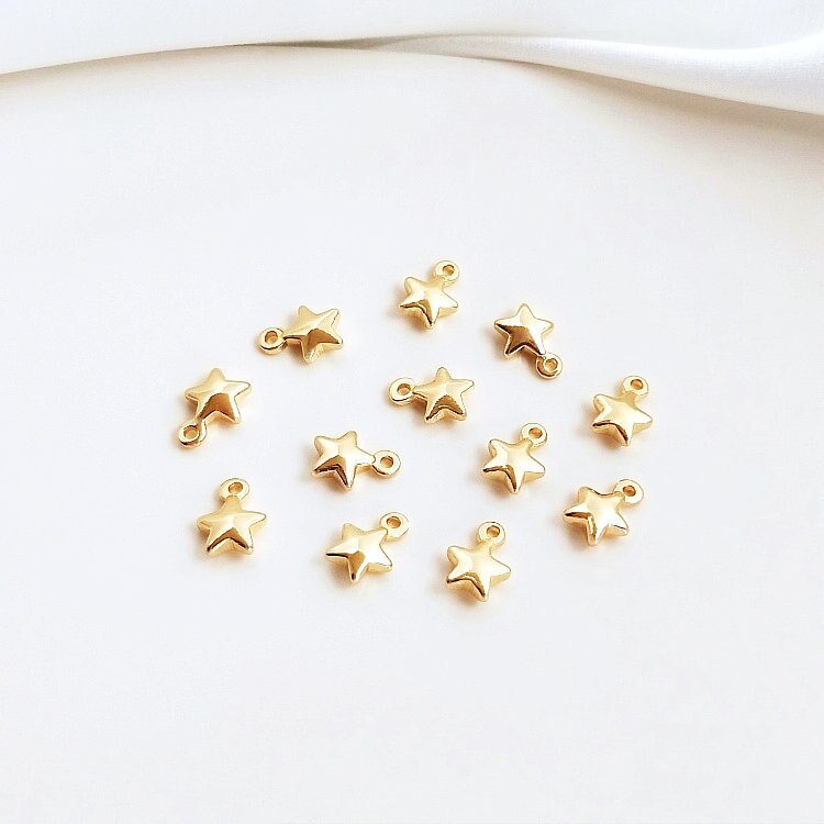 Mini Stars Heart Pendants Charms Findings 14K Gold Plated DIY Findings (20pcs) - Magic Jewellers