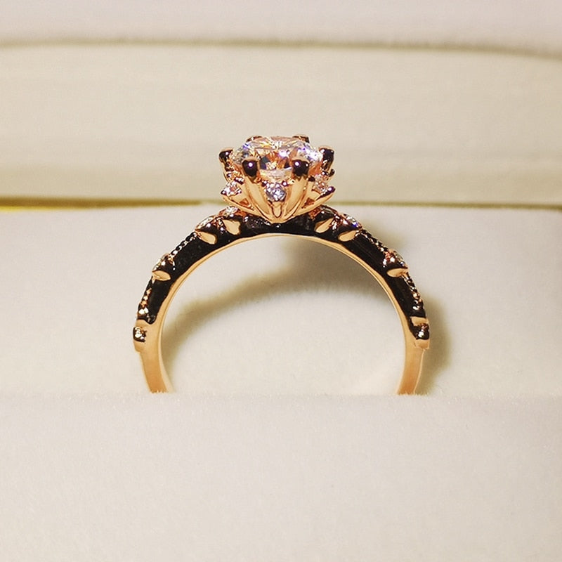 Moissanite Ring S925 Silver Plated Rose Gold 1CT 6.5MM